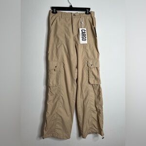 Orange Kiss Cargo Pants Women's Large Beige 65 % Polyester 35%Cotton High Waist